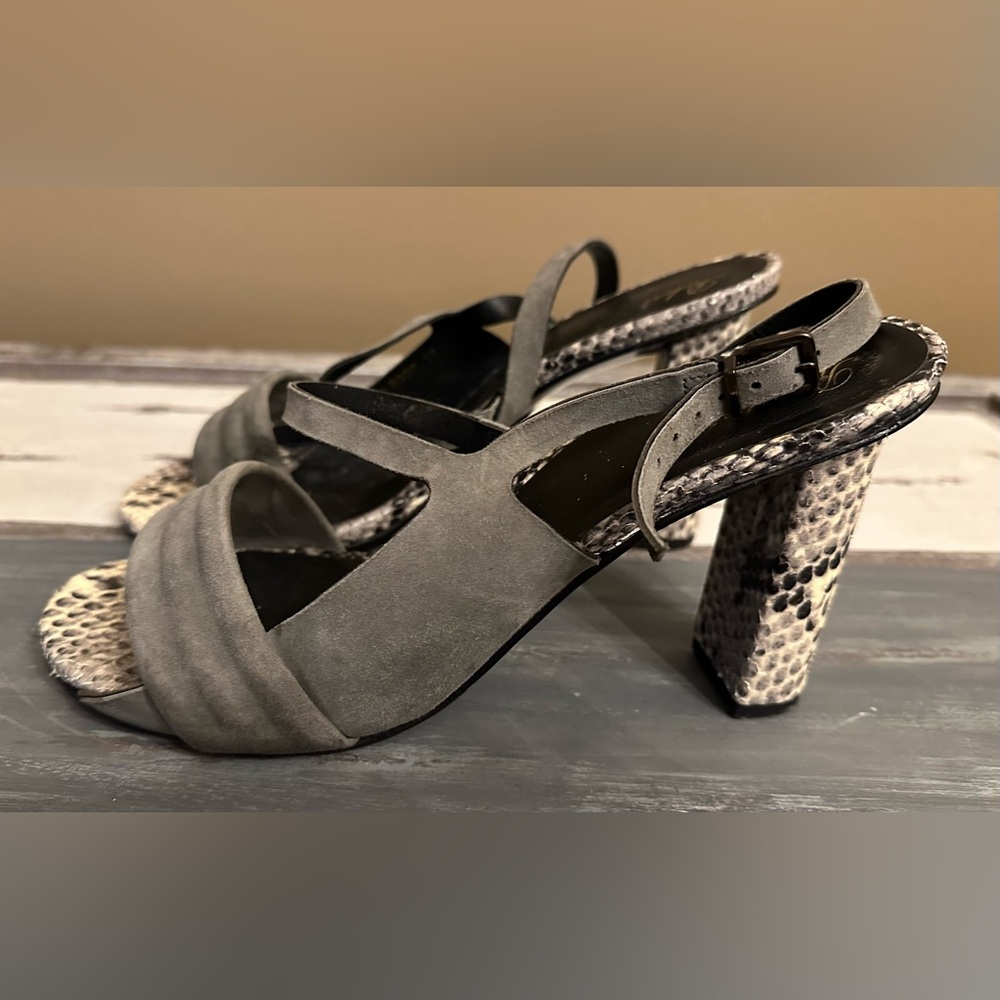 Robert Clergerie Women’s Python-Effect Block Heel… - image 1